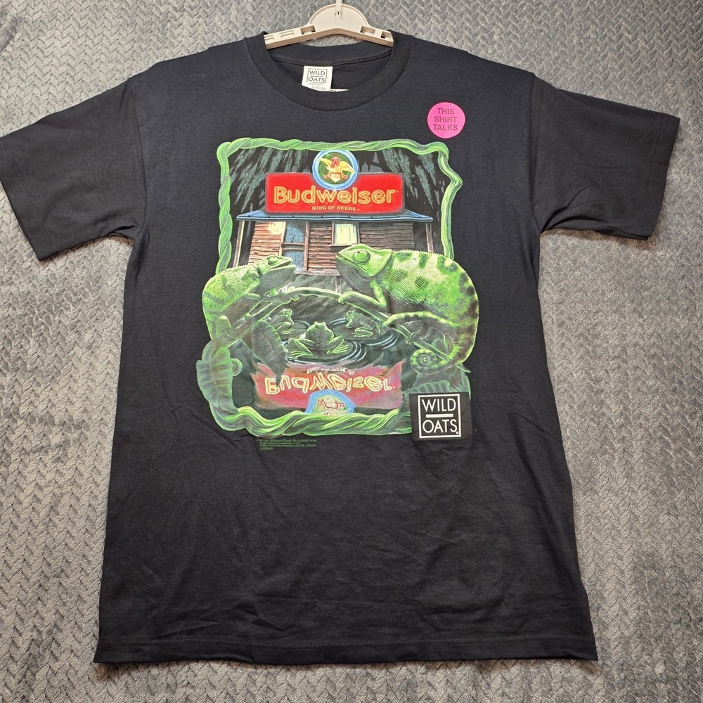 Vintage Budweiser Talking T-Shirt Men Large USA Made NWT Single Stitch 1997 READ - Picture 1 of 14